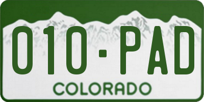 CO license plate 010PAD