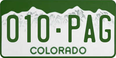 CO license plate 010PAG