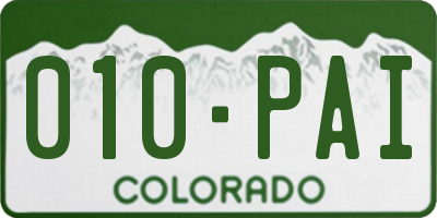 CO license plate 010PAI
