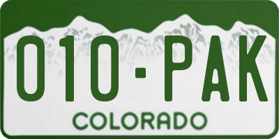 CO license plate 010PAK