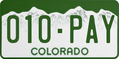 CO license plate 010PAY
