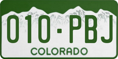 CO license plate 010PBJ
