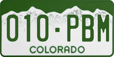CO license plate 010PBM