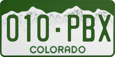 CO license plate 010PBX