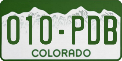 CO license plate 010PDB