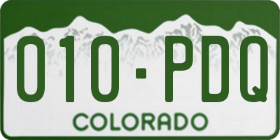 CO license plate 010PDQ