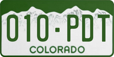 CO license plate 010PDT