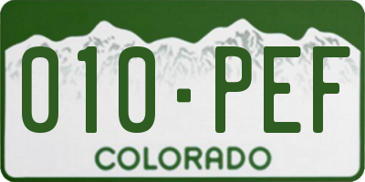 CO license plate 010PEF