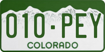 CO license plate 010PEY