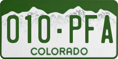 CO license plate 010PFA