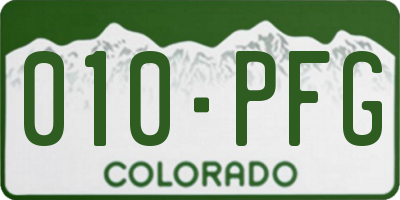 CO license plate 010PFG