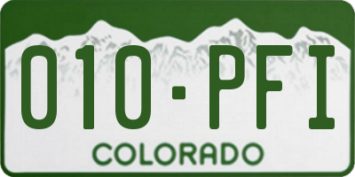 CO license plate 010PFI