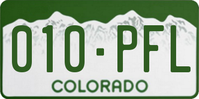 CO license plate 010PFL