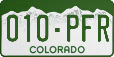 CO license plate 010PFR