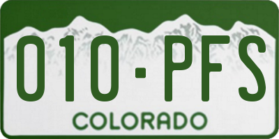 CO license plate 010PFS