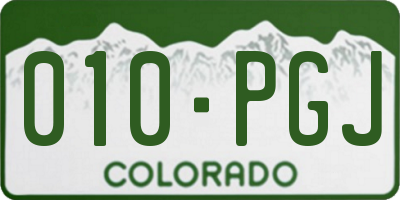 CO license plate 010PGJ