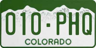 CO license plate 010PHQ