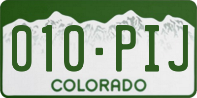 CO license plate 010PIJ