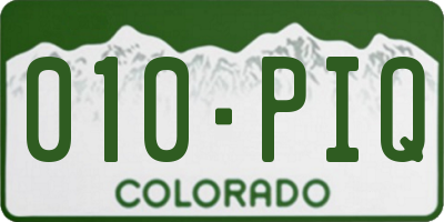 CO license plate 010PIQ