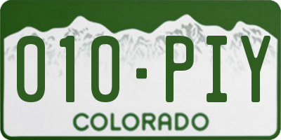CO license plate 010PIY