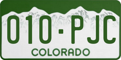 CO license plate 010PJC