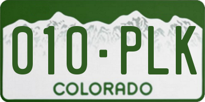 CO license plate 010PLK