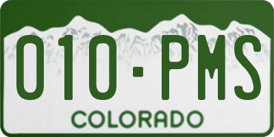 CO license plate 010PMS