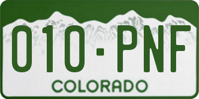 CO license plate 010PNF