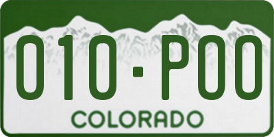 CO license plate 010POO