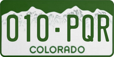 CO license plate 010PQR