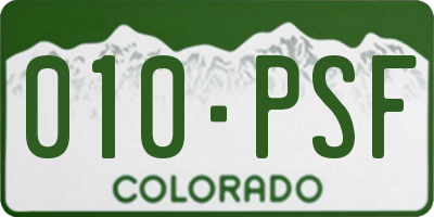 CO license plate 010PSF