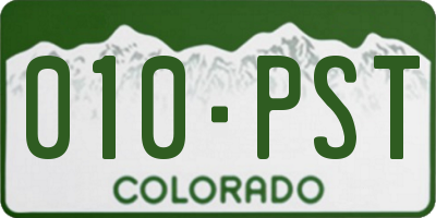 CO license plate 010PST