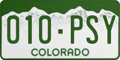 CO license plate 010PSY