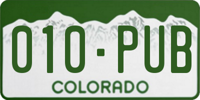 CO license plate 010PUB