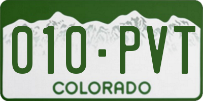 CO license plate 010PVT