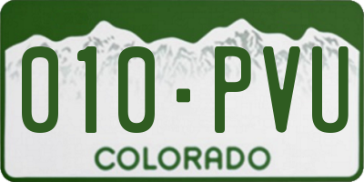 CO license plate 010PVU