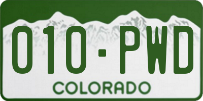 CO license plate 010PWD