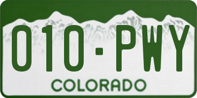 CO license plate 010PWY