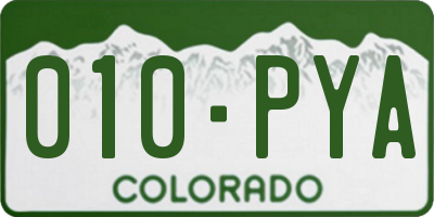 CO license plate 010PYA