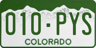 CO license plate 010PYS