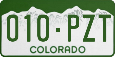 CO license plate 010PZT