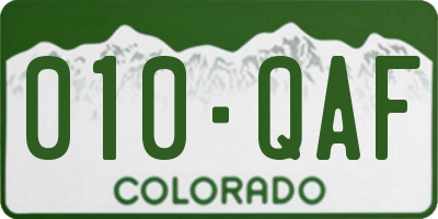 CO license plate 010QAF