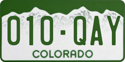 CO license plate 010QAY