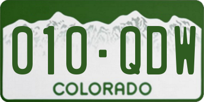 CO license plate 010QDW