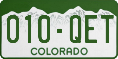 CO license plate 010QET