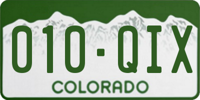 CO license plate 010QIX