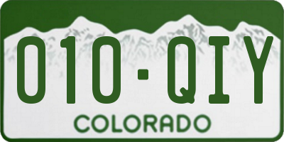 CO license plate 010QIY