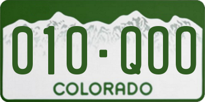 CO license plate 010QOO