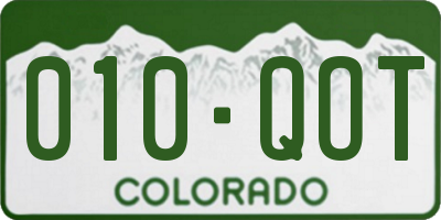 CO license plate 010QOT