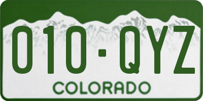 CO license plate 010QYZ